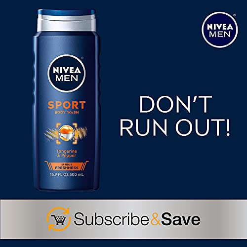 Nivea Men Sport Body Wash com minerais revitalizantes, garrafa de 16,9 fl oz