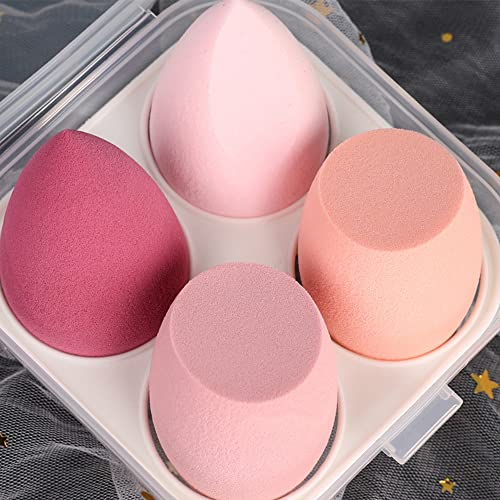 4 PCs Makeup Songes Conjunto - Esponjas de maquiagem para o liquidificador de fundação com o óvulo, impecável para creme, pó