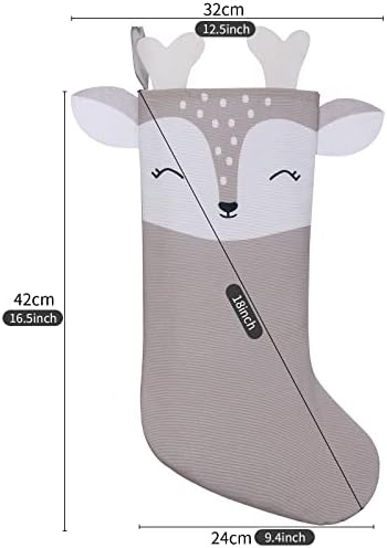 Siriphum Christmas Stockings Conjunto de 4 sacolas de presentes e tratamento, meias de natal fofas para lareira pendurada decorações