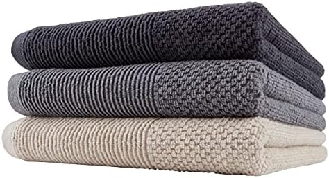 Ekorganix altamente absorvente toalha orgânica de cânhamo em loop, 25x51, pesado, 500 gsm, 3 pacote, natural, cinza, grafite, JY-GIST-65X130-3-3-SET