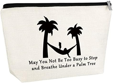 Tropical Palm Tree Quote Makeup Bag Beach Amante Presente Verão praia Tema férias Presente Cosmético Bag Hawaii Girl