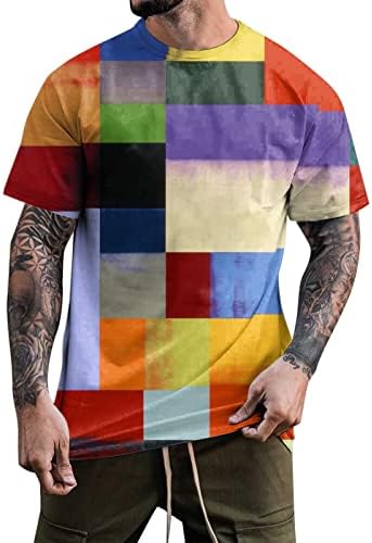 XXBR Mens camisetas de verão Street Street Graphic Print Block Color Block Tatchwork Tshirt Slim Fit Workou