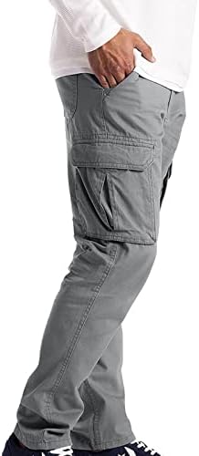 Ymosrh mass grandes calças altas masculinas de moda sólida de cor sólida calça casual calças de cargas retas de bolso múltiplo