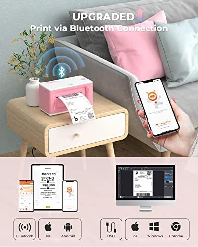 Munbyn Bluetooth Térmica Impressora 941B, impressoras de etiquetas de remessa 300DPI 4X6 para pequenas empresas,