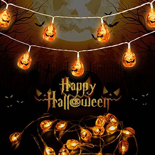 Luzes de corda de abóbora de Halloween, luzes de abóbora LED bateria alimentada para decoração de Halloween, festa, interna,
