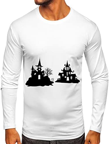 2022 Halloween Men Casual Autumn Winter Manga longa o pescoço camiseta impressa camiseta camisa superior camisa esporte