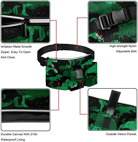 Acessório de bolso do organizador preto verde de dinossauro para cinto de ferramenta | Suporte de ferramenta durável