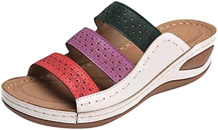 Lâminas de cunha chinelos para mulheres moda ortopédica plataforma romana tira sapatos coloridos sandálias ao ar livre de verão