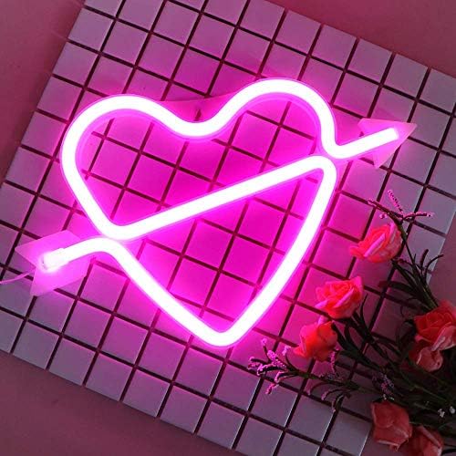 Luz de neon de néon do Cupid Pink Lumin LED LEITOS NOTIVOS DE CORAÇÃO ADORMENTE DE LETRA DE LETRA BATERAGEM E USB SINAIS DE NEON OPERADO