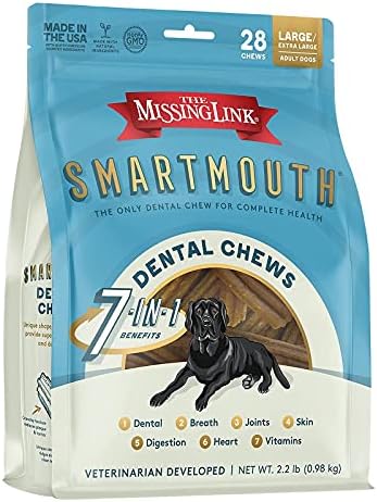 O pacote de cães Multi Dog Smartmouth Falta Link, veterinário Desenvolveu guloseimas dentárias, cães grandes/extras