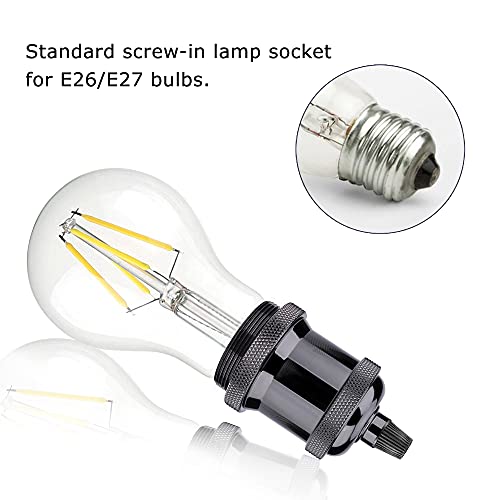 ACBUNGJI VINTAGE E26 E27 Lâmpada de lâmpada com casca de cerâmica, suporte de luz padrão para Edison pendente de lâmpada,