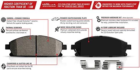 Power Stop Z23-610 traseiro Z23 Evolução Esporte Fibra de carbono Papeds de freio de cerâmica com hardware com hardware