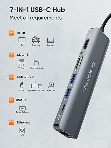 Adaptador multiporto de cubo USB C, Cablecreation 6-1 USB-C Hub + USB C Hub 4K 60Hz, Cablecreation 7 em 1 Usb-C Hub Adaptador