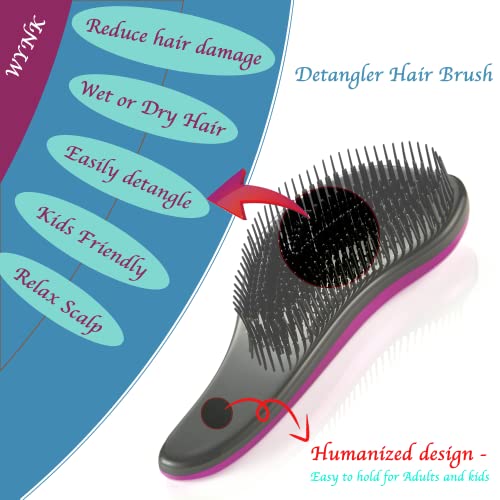 Wynk Detangler Brush - conjunto de valor de 2 peças - pincel de cabelo molhado, profissional sem dor para mulheres,