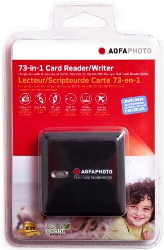 AGFA 73 em 1 leitor de cartões/escritor compatível com todas as versões de SD/HC, Micro SD, CF, XD, MS/Pro Duo e