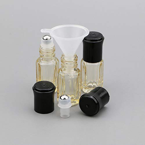 Garrafas de rolos essenciais de óleo newzoll, 8pcs 3ml Roll-on Garrafas com funil de abridor, mini garrafas de rolos de