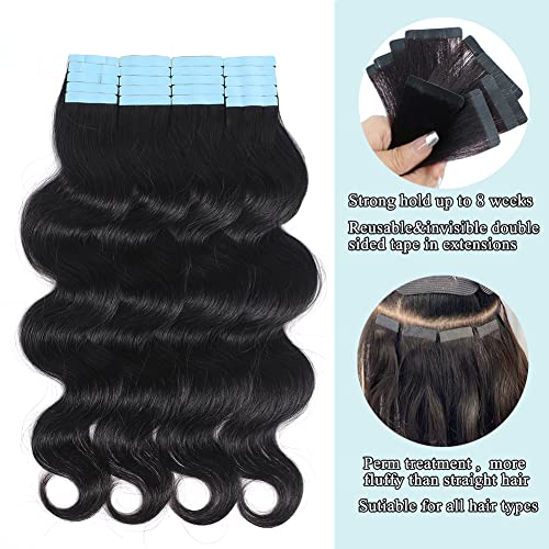 Fita de onda corporal hua em extensões de cabelo Humano Human 40pcs fita Ins para as mulheres negras cabelos humanos fita dupla