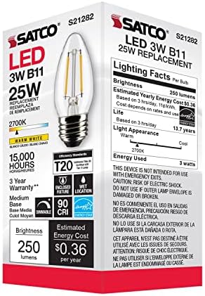 SATCO S21282/06 LED E26 LUZBLS E26 LED, 2700K, 15000 HORAS Classificação, Dimmable, 6 pacote