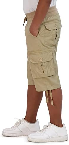 Prime Threads Cargo Shorts para meninos Faixa descontraída - Multi Pocket Outdoor Camo Shorts - Algodão