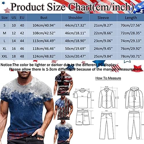 Camisas masculinas Men Primavera e Verão Dia da Independência Celebração Casual Vintage Angusted Print Complete Parcial T