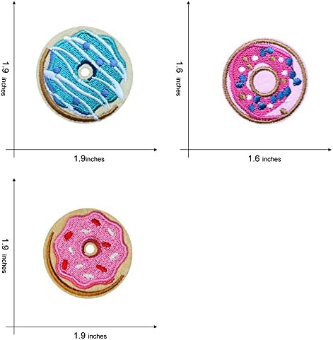 Kloriz 7 PCs Dounts Patch Foods Ferro bordado em costura em remendos Apliques fofos para roupas infantis mochilas jaquetas jeans