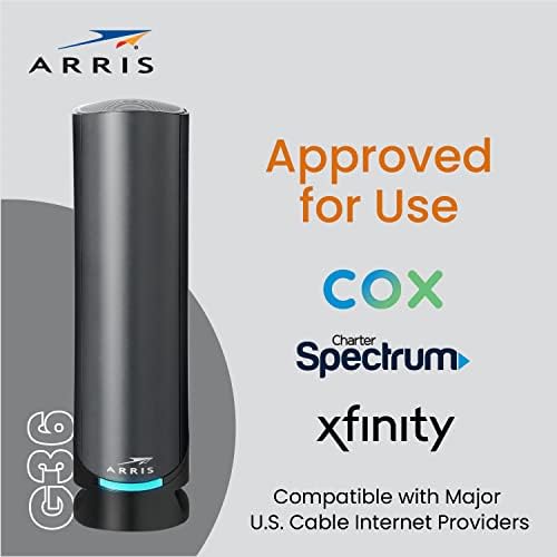 Arris SurfBoard G36 DOCSIS 3.1 Modem de cabo multi-gigabit e roteador Wi-Fi AX3000 | Comcast Xfinity, Cox, Spectrum | Quatro