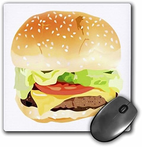 3drose llc 8 x 8 x 0,25 polegadas mouse bloco, hambúrguer gigante n pão
