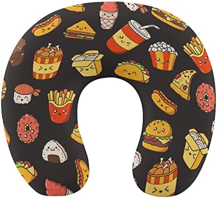 Hamburger de taco e batatas fritas Travessem travesseiros de pescoço de pescoço macio em forma de U travesseiro