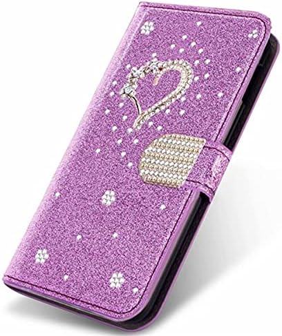 Caixa da carteira XYX para Samsung Galaxy A12 5G, Glitter Crystal Love Diamond Flip Card Slot Luxury Girl Women Phone Cober