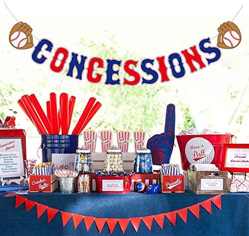 Kitticcino Baseball Theme Concessions Banner, Baseball Birthday Sports Party Supplies Decoration, decoração de festa