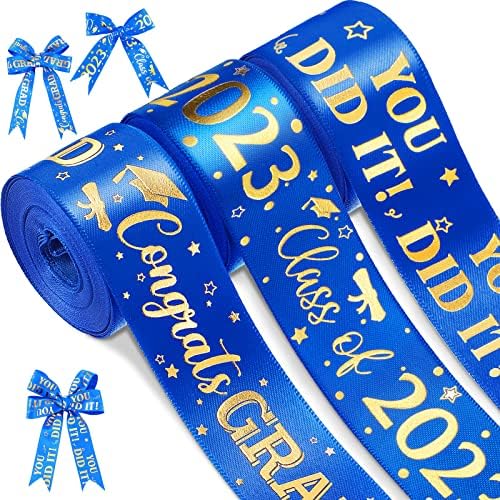 3 Classe de roll de 2023 Graduação Ribbon Graduação Favors Decor 1 polegada Parabéns Ribbon DIY Parabéns Ribbon Art