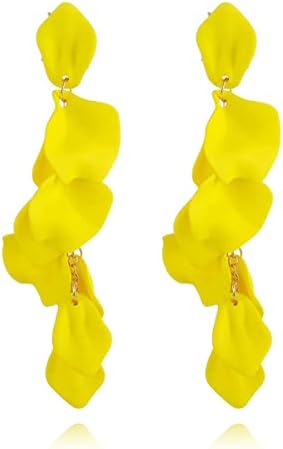 Duomaimaima acrílica Pétala Brincos Dangle Long Drop Brincos de Flores de Rosa Para Mulheres Meninas Moda Boho Os