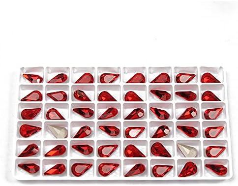 K9 Glitter Glass Rhinestones Red Color Pear Beauty Ponto de apontamento de joias 3D Fazendo miçangas de arte da arte - gemas