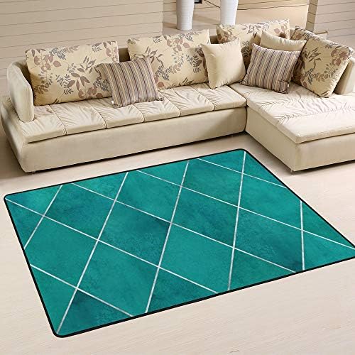 My Little Nest Turquoise Plaid Kids Jogo Mat Baby Crawling Carpet On Slip Slip Soft Area Rapet Para sala de estar Quarto da sala de aula da sala de aula tapete leve 4 'x 6'