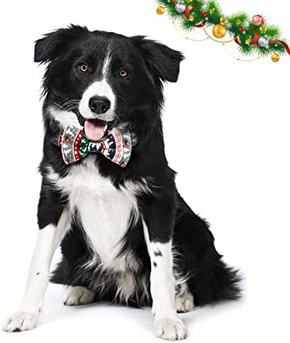 Collar de cachorro de gravata borboleta de Natal, colarinho de gato de cães ajustável vaburs e gravata borboleta, colarinho de
