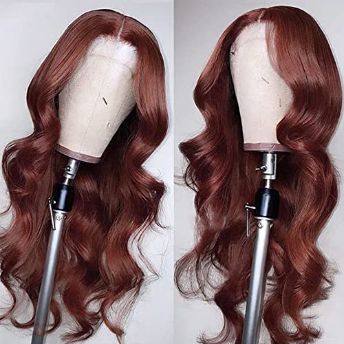 Perucas dianteiras de renda marrom avermelhas de cabelo humano auburn colorido 13x6 HD Wave Wigs Frontal para mulheres negras 180