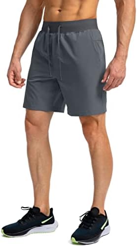 Shorts de corrida masculinos com bolsos com zíper 7 polegadas de 7 polegadas de ginástica rápida de ginástica seca shorts atléticos