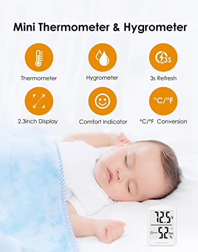 Hoyiours Hygrômetro digital Termômetro interno Hygrômetro Hygromet Medidor com indicador de conforto, 3s Atualizar uma umidade