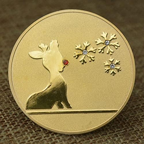 Moeda de moeda favorita moeda de natal rena ouro banhado a medalha Ripple