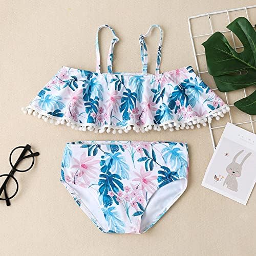 Maiô para criança meninas de verão folhas de férias impressas estilo de férias de duas peças roupas de banho meninas