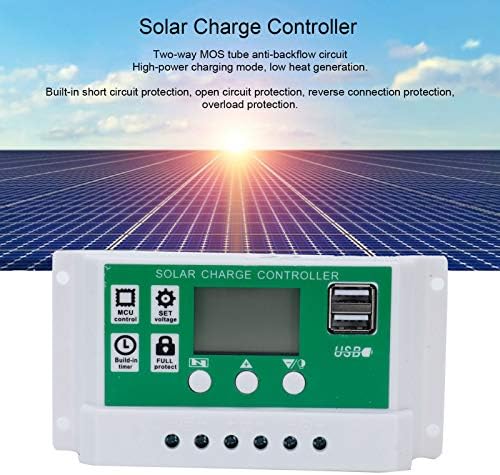 Regulador de bateria do painel solar do Walfront PWM dual USB LCD Controlador Inteligente Auto Focando rastreamento60A 12V 24V), controlador