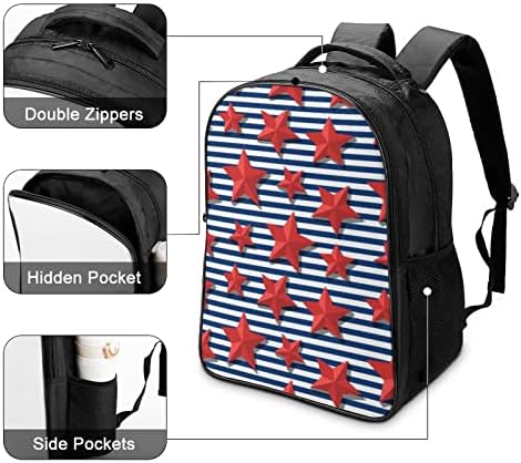 Red Stars Blue Stripes Backpack de 16 polegadas para homens Mulheres mochilas duráveis ​​de laptop Daypack
