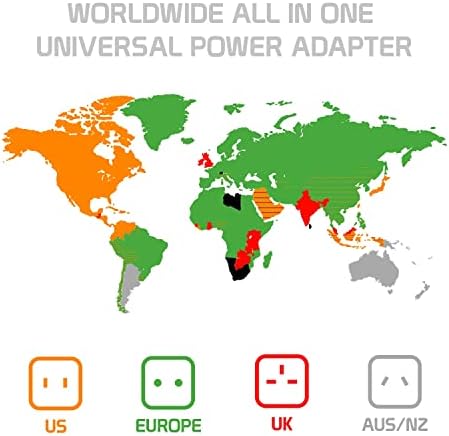 Viagem USB Plus International Power Adapter Compatível com a General Mobile Discovery Elite for Worldwide Power para