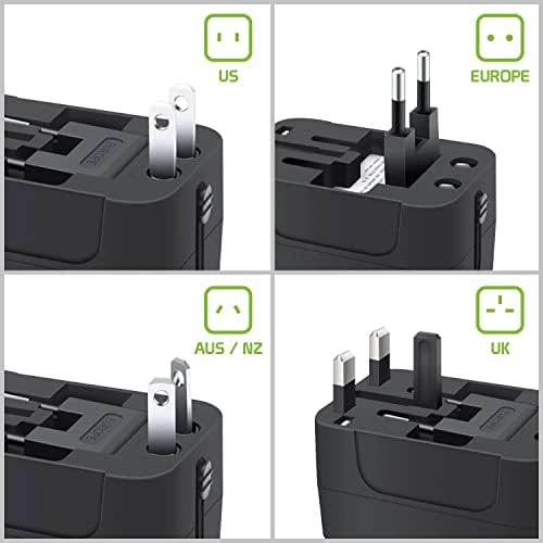 Viagem USB Plus International Power Adapter Compatível com LG L60 para energia mundial para 3 dispositivos USB TypeC, USB-A para