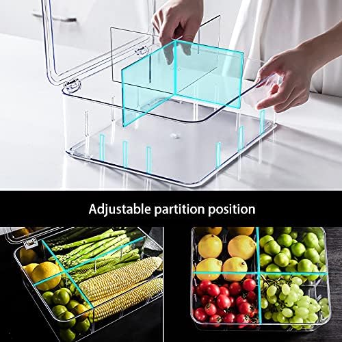 Caixa de armazenamento de suporte de alimentos plásticos empilháveis ​​com tampa superior transparente para freezer, geladeira,