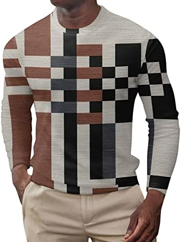 Male ou outono e inverno xadrez de impressão completa camise