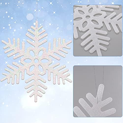 8 peças grandes flocos de neve grandes enfeites de natal ao ar livre decorações de flocos de neve brilhantes Ornamentos de Natal de