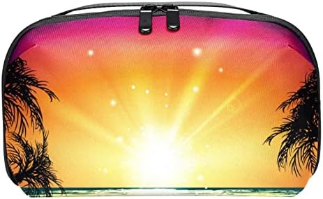 Organizador eletrônico, bolsa de cosméticos, organizador de viagens eletrônicas, bolsa de tecnologia, padrão de paisagem de praia