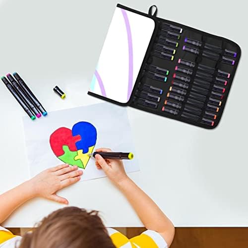 Porta -lápis colorido, suporte 24 slots, arco -íris caneta de capa de lápis, bolsa de bolsa de escova cosmética
