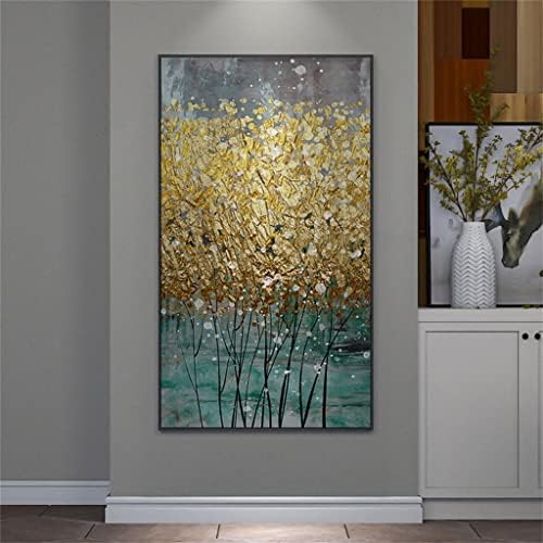 Zlxdp feito artesanal abstrato dourado folhas de óleo pintura de óleo na tela pintando óleo na pintura de tela para presente